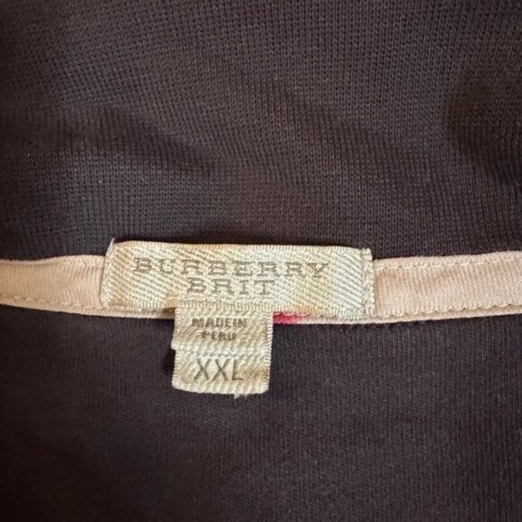 Burberry Brit XXL Cigar Brown Tartan Novacheck Trim 1/4 Zip Roadster Sweater - Picture 15 of 16